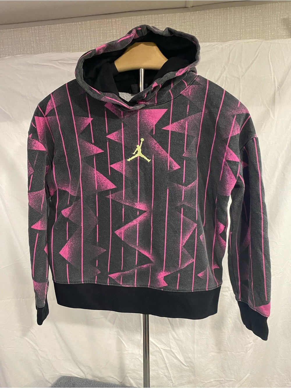 Jordan Black Hoodie with Pink   Size Medium